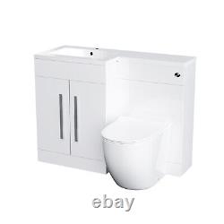 Alaska White Flat Pack Left Hand Vanity Basin Unit, WC, Back To Wall Toilet