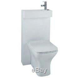 All in one Space Saving Back to Wall Toilet WC & Basin Combination Pack White