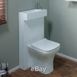 All in one Space Saving Back to Wall Toilet WC & Basin Combination Pack White