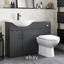 Alpine Black Toilet & Basin Vanity Unit Combination 1150mm