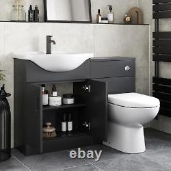 Alpine Black Toilet & Basin Vanity Unit Combination 1150mm