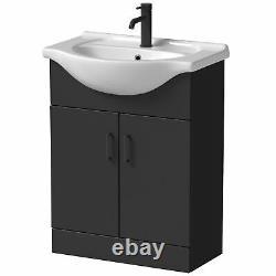 Alpine Black Toilet & Basin Vanity Unit Combination 1150mm