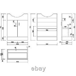 Alpine Black Toilet & Basin Vanity Unit Combination 1150mm