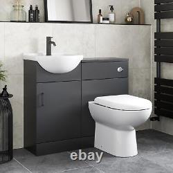 Alpine Black Toilet & Basin Vanity Unit Combination 950mm