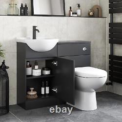 Alpine Black Toilet & Basin Vanity Unit Combination 950mm