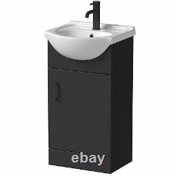 Alpine Black Toilet & Basin Vanity Unit Combination with Drawer Unit 1165mm