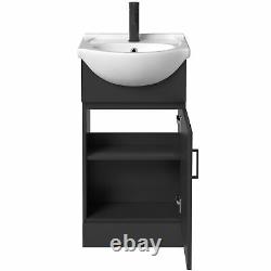 Alpine Black Toilet & Basin Vanity Unit Combination with Drawer Unit 1165mm