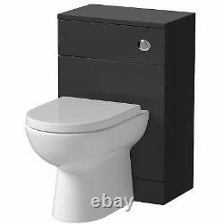 Alpine Black Toilet & Basin Vanity Unit Combination with Drawer Unit 1165mm