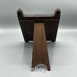 Antique Oak Strut Mirror Dressing Table Old Original Vtg Foxed Easel Back Wood