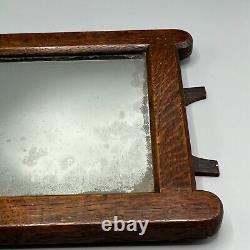 Antique Oak Strut Mirror Dressing Table Old Original Vtg Foxed Easel Back Wood