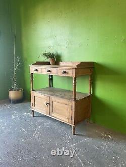 Antique Pine Counter, Console, Kitchen, Bathroom, Washstand, Vanity Unit, Drawer