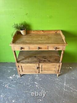 Antique Pine Counter, Console, Kitchen, Bathroom, Washstand, Vanity Unit, Drawer