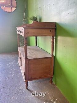 Antique Pine Counter, Console, Kitchen, Bathroom, Washstand, Vanity Unit, Drawer