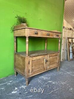 Antique Pine Counter, Console, Kitchen, Bathroom, Washstand, Vanity Unit, Drawer