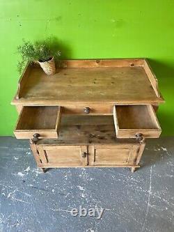 Antique Pine Counter, Console, Kitchen, Bathroom, Washstand, Vanity Unit, Drawer