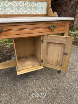 Antique Pine Marble Tiled Back Wash Stand Vanity Bathroom Unit