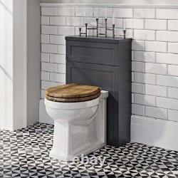 Arabella Traditional Vintage Grey WC Back To Wall Toilet & Concealed Cistern
