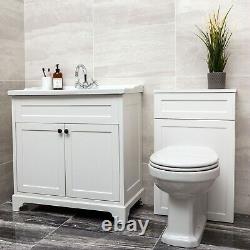 Arabella Traditional Vintage White WC Back To Wall Toilet Concealed Cistern 50cm