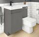 Arezzo 900mm Gloss Grey Combination Bathroom Suite Unit Inc. Cistern + Square T