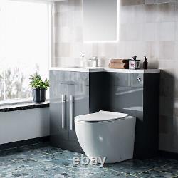 Aric 1100mm LH Freestanding Light Grey Vanity with BTW Toilet, WC & Basin