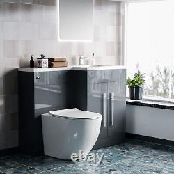 Aric 1100mm RH Freestanding Light Grey Vanity with BTW Toilet, WC & Basin