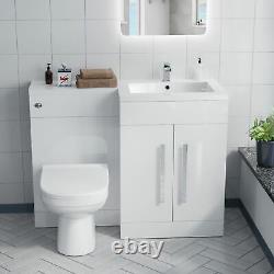 Aric RH 1100mm Vanity Basin Unit, WC Unit & Welbourne Back To Wall Toilet White