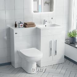 Aric RH 1100mm Vanity Basin Unit, WC Unit & Welbourne Back To Wall Toilet White