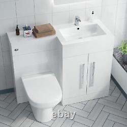 Aric RH 1100mm Vanity Basin Unit, WC Unit & Welbourne Back To Wall Toilet White