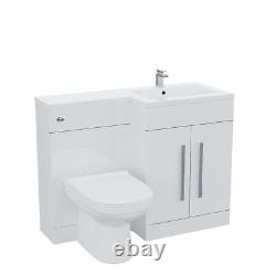 Aric RH 1100mm Vanity Basin Unit, WC Unit & Welbourne Back To Wall Toilet White