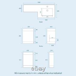 Aric RH 1100mm Vanity Basin Unit, WC Unit & Welbourne Back To Wall Toilet White