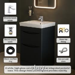 Arko Complete Bathroom Suite, Bath Shower, Screen, Black Vanity, Toilet, Taps