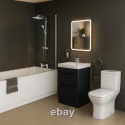 Arko Complete Bathroom Suite, Bath Shower, Screen, Black Vanity, Toilet, Taps