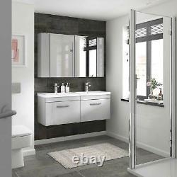 Athena Gloss Grey Mist Bathroom Furniture Vanity Cabinet Basin, WC, Bath Panel