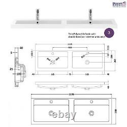 Athena Gloss Grey Mist Bathroom Furniture Vanity Cabinet Basin, WC, Bath Panel