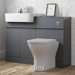 Aurora Bathroom Toilet WC Basin Sink Vanity Unit Combination Grey Gloss 600mm