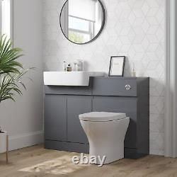 Aurora Bathroom Toilet WC Basin Sink Vanity Unit Combination Grey Gloss 600mm