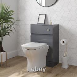 Aurora Bathroom Toilet WC Basin Sink Vanity Unit Combination Grey Gloss 600mm