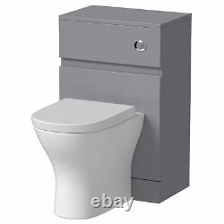 Aurora Bathroom Toilet WC Basin Sink Vanity Unit Combination Grey Gloss 600mm