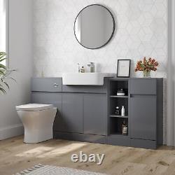 Aurora Bathroom Toilet WC Vanity Unit Basin Sink Combination Grey Gloss 1720mm