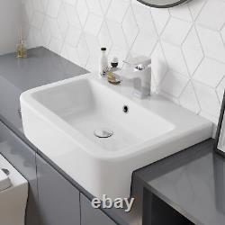 Aurora Bathroom Toilet WC Vanity Unit Basin Sink Combination Grey Gloss 1720mm