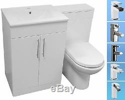 BATHROOM VANITY UNIT BACK TO WALL SLIM WC TOILET CISTERN BASIN SINK TAP 1100mm