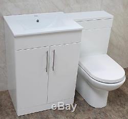 BATHROOM VANITY UNIT BACK TO WALL SLIM WC TOILET CISTERN BASIN SINK TAP 1100mm