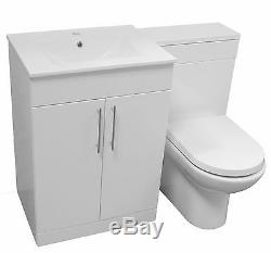 BATHROOM VANITY UNIT BACK TO WALL SLIM WC TOILET CISTERN BASIN SINK TAP 1100mm