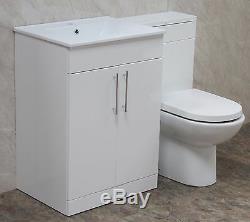 BATHROOM VANITY UNIT BACK TO WALL SLIM WC TOILET CISTERN BASIN SINK TAP 1100mm