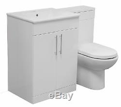 BATHROOM VANITY UNIT BACK TO WALL SLIM WC TOILET CISTERN BASIN SINK TAP 1100mm