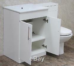 BATHROOM VANITY UNIT BACK TO WALL SLIM WC TOILET CISTERN BASIN SINK TAP 1100mm