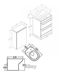 BATHROOM VANITY UNIT BACK TO WALL WC TOILET CISTERN BASIN SINK TAP 1100mm WIDE