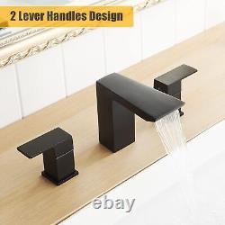 BESy Matte Black Bathroom Faucet 3 Holes Two Handles Normal