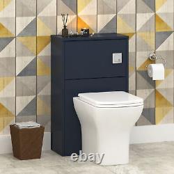 BTW Back To Wall Rimless Toilet Pan WC Vanity Unit Qubix Blue 500mm Seat Cistern