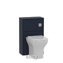 BTW Back To Wall Rimless Toilet Pan WC Vanity Unit Qubix Blue 500mm Seat Cistern